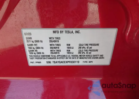 2023 Tesla Model Y Awd/Long Range Dual Motor All-Wheel Drive из США, поврежденный, VIN 7SAYGAEEXPF830119